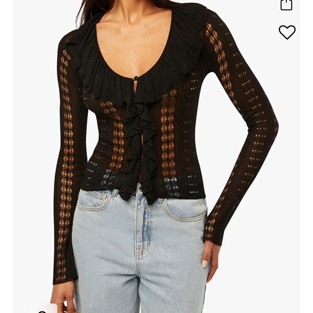 NWT WeWoreWhat Black Ruffle Sweater